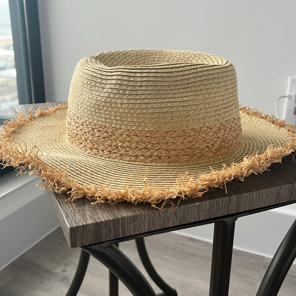 Panama Straw Sun Hat with Brim Fringe Detailing